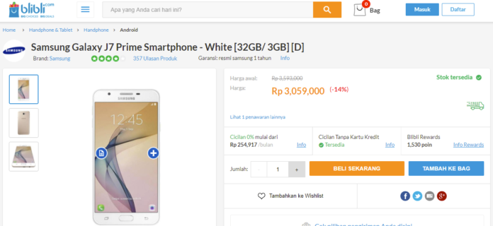Harga Samsung J7 Prime